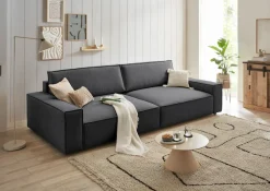 OTTO home Big-Sofa »SHERWOOD XXL Leinenoptik, Big-Sofa (316cm), extra tief (95 cm)« bequemer Sitzkomfort, Cord u. Leinenoptik, Kedernaht