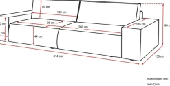 OTTO home Big-Sofa »SHERWOOD XXL Cord, Big-Sofa (316cm), extra tiefe Sitzfläche 95 cm« bequemer Sitzkomfort, Cord u. Leinenoptik, Kedernaht