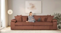 OTTO home Big-Sofa »Soft&Cosy XXL, B: 303 cm - OTTO. Verlässliche Qualität.« Mega-Sofa, Cord oder Chenille-Struktur, mit Federkern & 4 Zierkissen