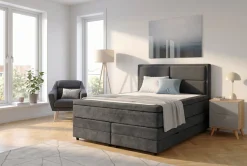 OTTO home Boxspringbett »FYNNA Polsterbett mit Bettkasten & 7-Zonen-Taschenfederkernmatratze H3« mit 7 cm Komfortschaum-Topper, Chenille-Bezug, Liegefläche 140x200 cm