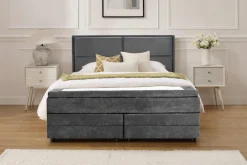 OTTO home Boxspringbett »FYNNA Polsterbett mit Bettkasten & 7-Zonen-Taschenfederkernmatratze H3« mit 7 cm Komfortschaum-Topper, Chenille-Bezug, Liegefläche 140x200 cm
