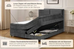 OTTO home Boxspringbett »FYNNA Polsterbett mit Bettkasten & 7-Zonen-Taschenfederkernmatratze H3« mit 7 cm Komfortschaum-Topper, Chenille-Bezug, Liegefläche 140x200 cm
