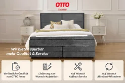 OTTO home Boxspringbett »FYNNA Polsterbett mit Bettkasten & 7-Zonen-Taschenfederkernmatratze H3« mit 7 cm Komfortschaum-Topper, Chenille-Bezug, Liegefläche 140x200 cm