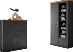 OTTO home Büromöbel-Set »Westminster, wohnliches Home-Office, Büro in zwei Farben verfügbar« Set, 2 tlg. enthält Sekretär und Stauraumschrank im Landhausstil, mit Kabelkanal