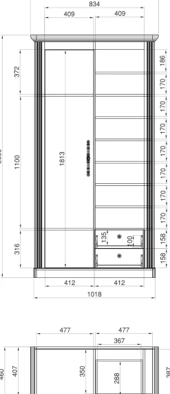 OTTO home Büromöbel-Set »Westminster, wohnliches Home-Office, Büro in zwei Farben verfügbar« Set, 2 tlg. enthält Sekretär und Stauraumschrank im Landhausstil, mit Kabelkanal