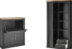 OTTO home Büromöbel-Set »Westminster, wohnliches Home-Office, Büro in zwei Farben verfügbar« Set, 2 tlg. enthält Sekretär und Stauraumschrank im Landhausstil, mit Kabelkanal