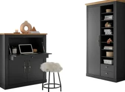 OTTO home Büromöbel-Set »Westminster, wohnliches Home-Office, Büro in zwei Farben verfügbar« Set, 2 tlg. enthält Sekretär und Stauraumschrank im Landhausstil, mit Kabelkanal