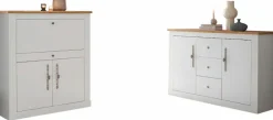OTTO home Büromöbel-Set »Westminster, wohnliches Home-Office, Büro in zwei Farben verfügbar« Set, 2 tlg. enthält Sekretär und Sideboard im Landhausstil, mit Kabelkanal