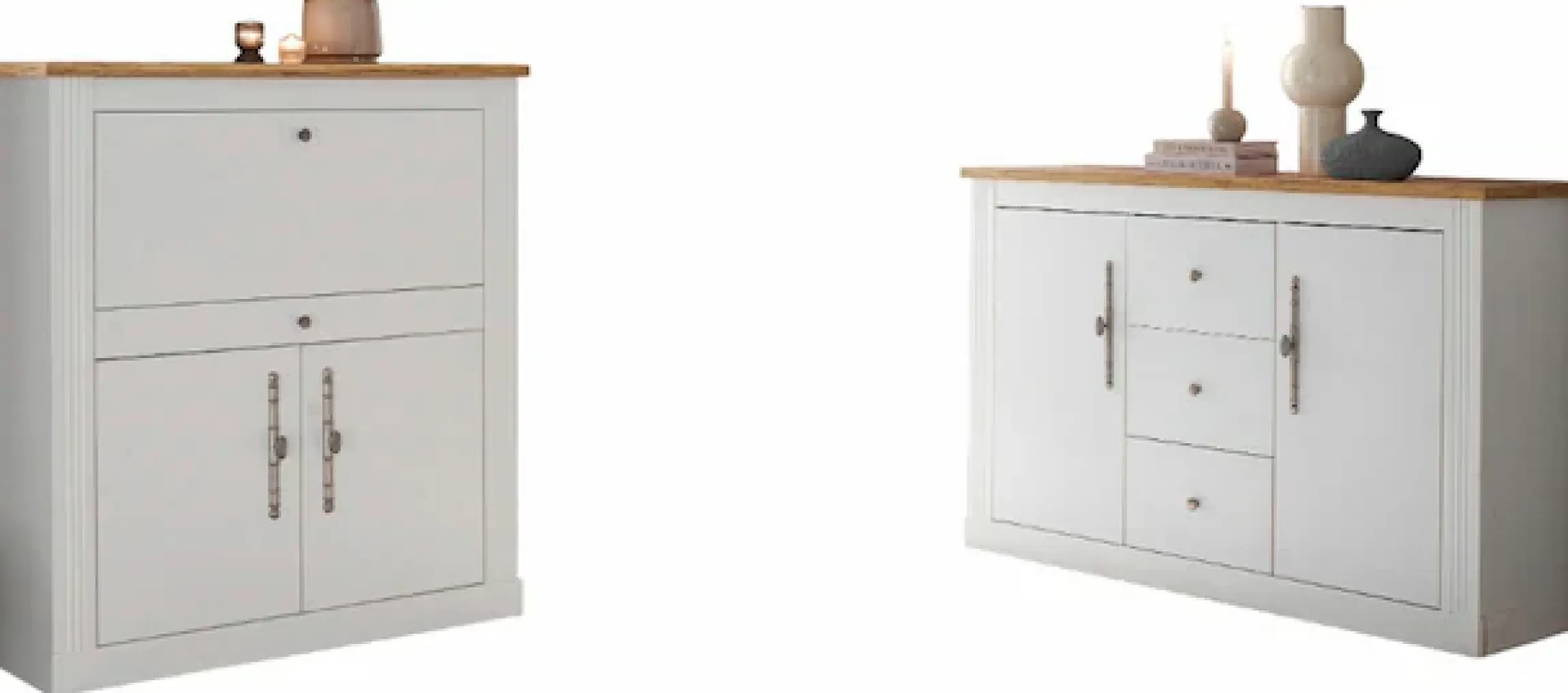 OTTO home Büromöbel-Set »Westminster, wohnliches Home-Office, Büro in zwei Farben verfügbar« Set, 2 tlg. enthält Sekretär und Sideboard im Landhausstil, mit Kabelkanal