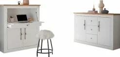 OTTO home Büromöbel-Set »Westminster, wohnliches Home-Office, Büro in zwei Farben verfügbar« Set, 2 tlg. enthält Sekretär und Sideboard im Landhausstil, mit Kabelkanal