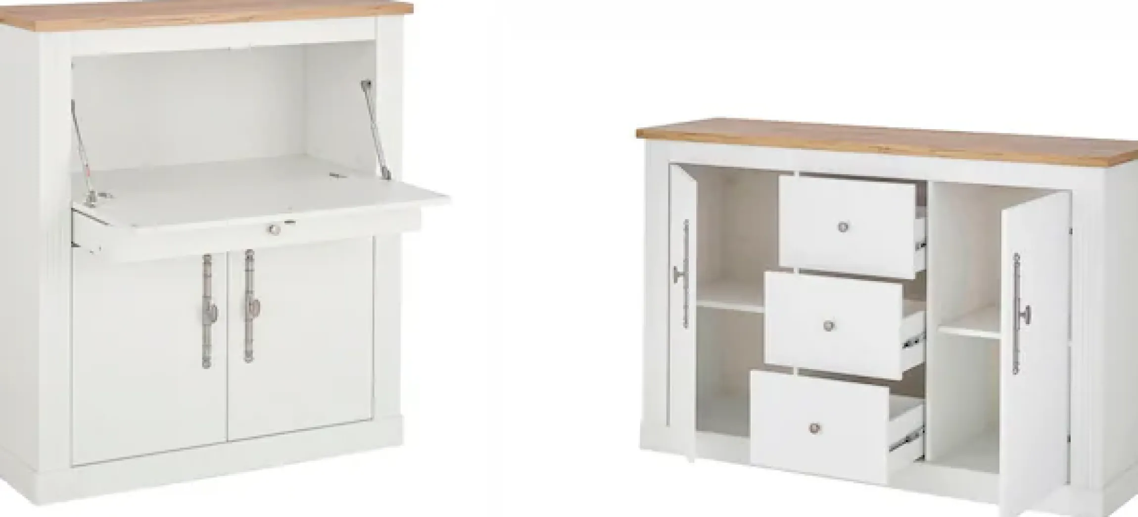 OTTO home Büromöbel-Set »Westminster, wohnliches Home-Office, Büro in zwei Farben verfügbar« Set, 2 tlg. enthält Sekretär und Sideboard im Landhausstil, mit Kabelkanal