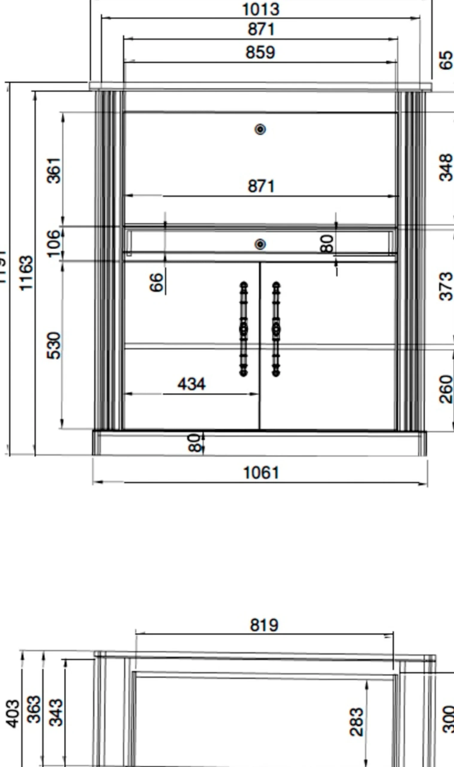 OTTO home Büromöbel-Set »Westminster, wohnliches Home-Office, Büro in zwei Farben verfügbar« Set, 2 tlg. enthält Sekretär und Sideboard im Landhausstil, mit Kabelkanal