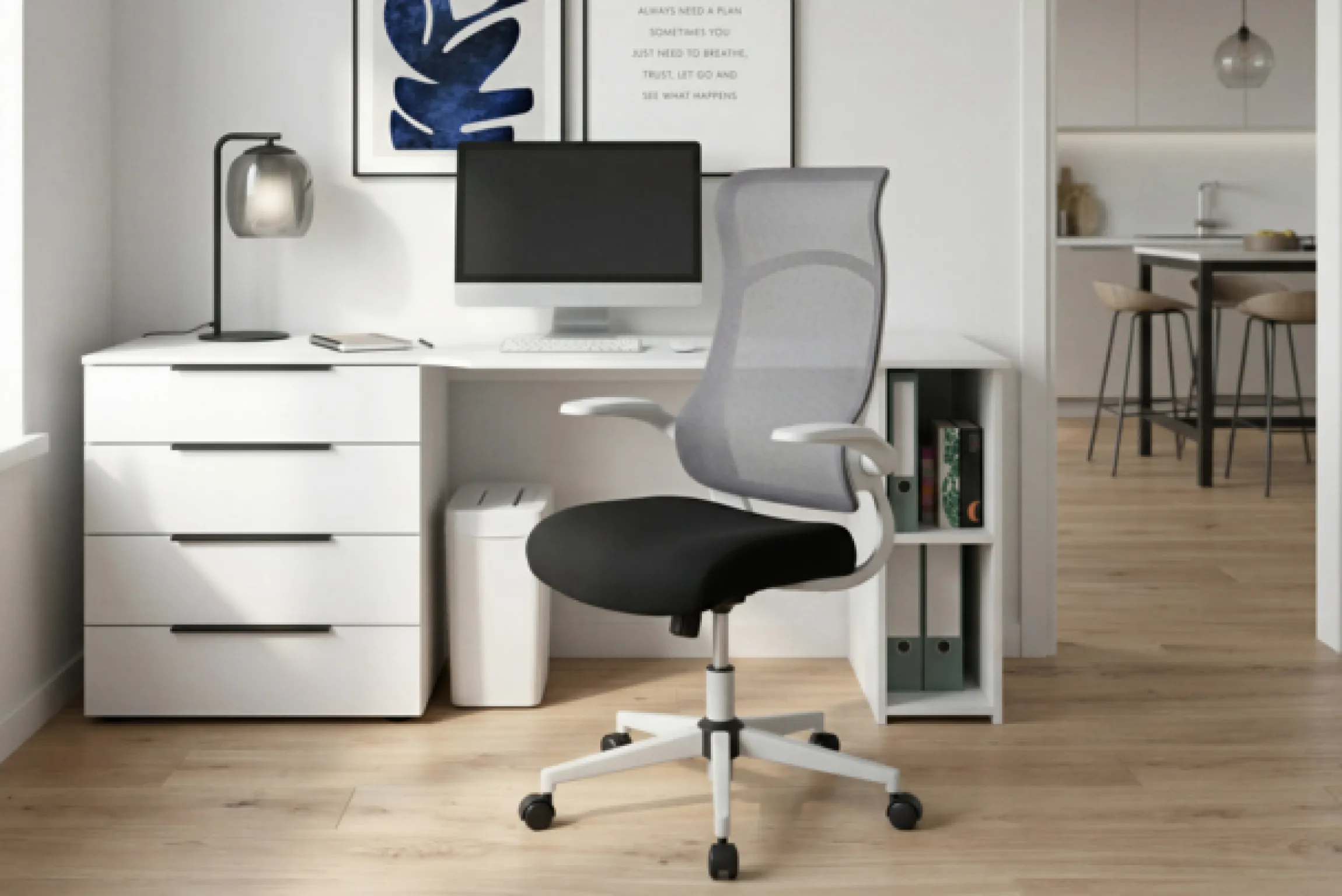 OTTO home Bürostuhl »Toico, Design-Schreibtischstuhl,« () ergonomische Rückenlehne, Lendenwirbelstütze & klappbaren Armlehnen