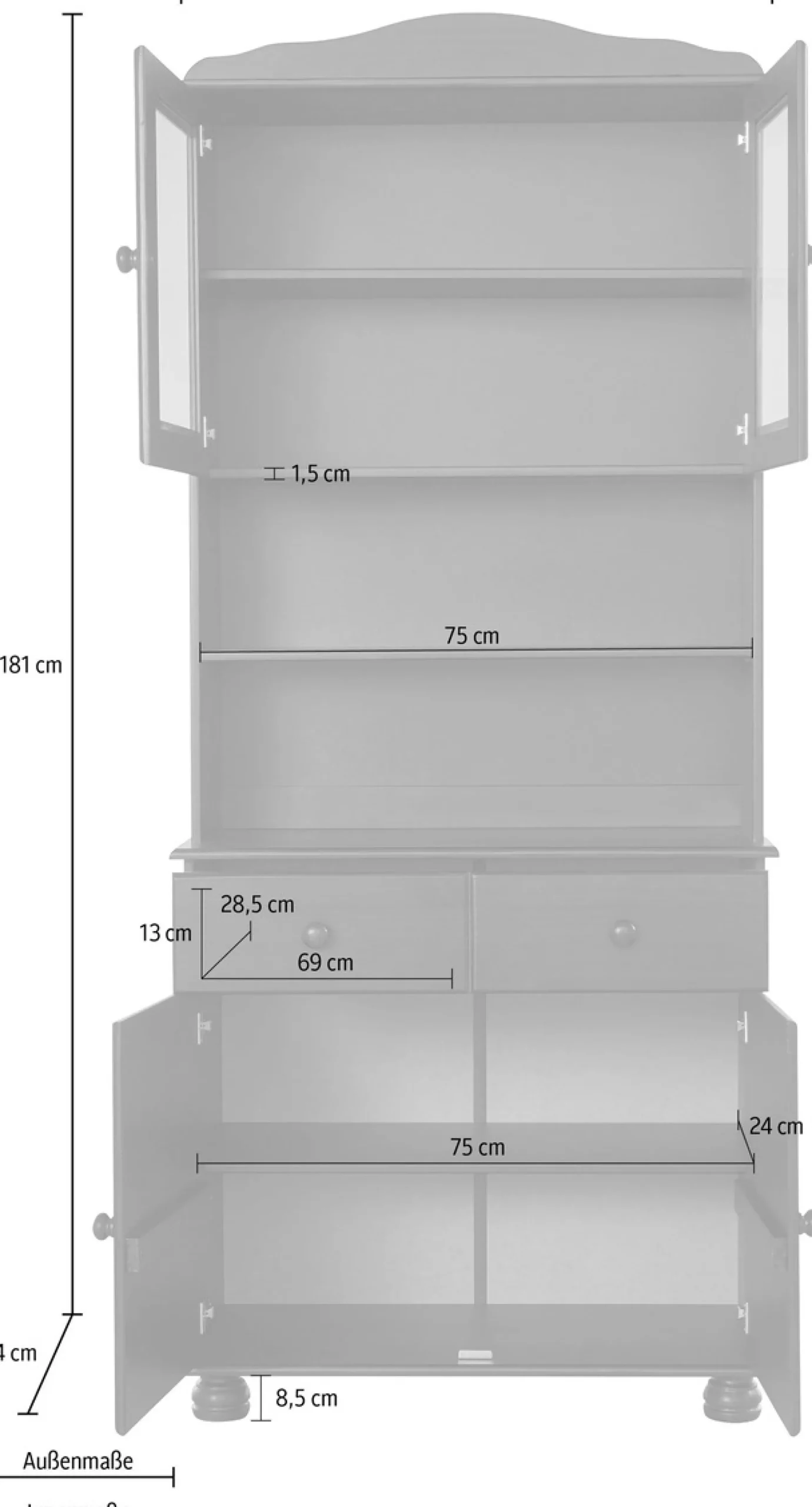 OTTO home Buffet »Mette« 2 Stk. tlg. Mit grosser Schublade und viel Stauraum hinter 4 Türen, Höhe 181cm