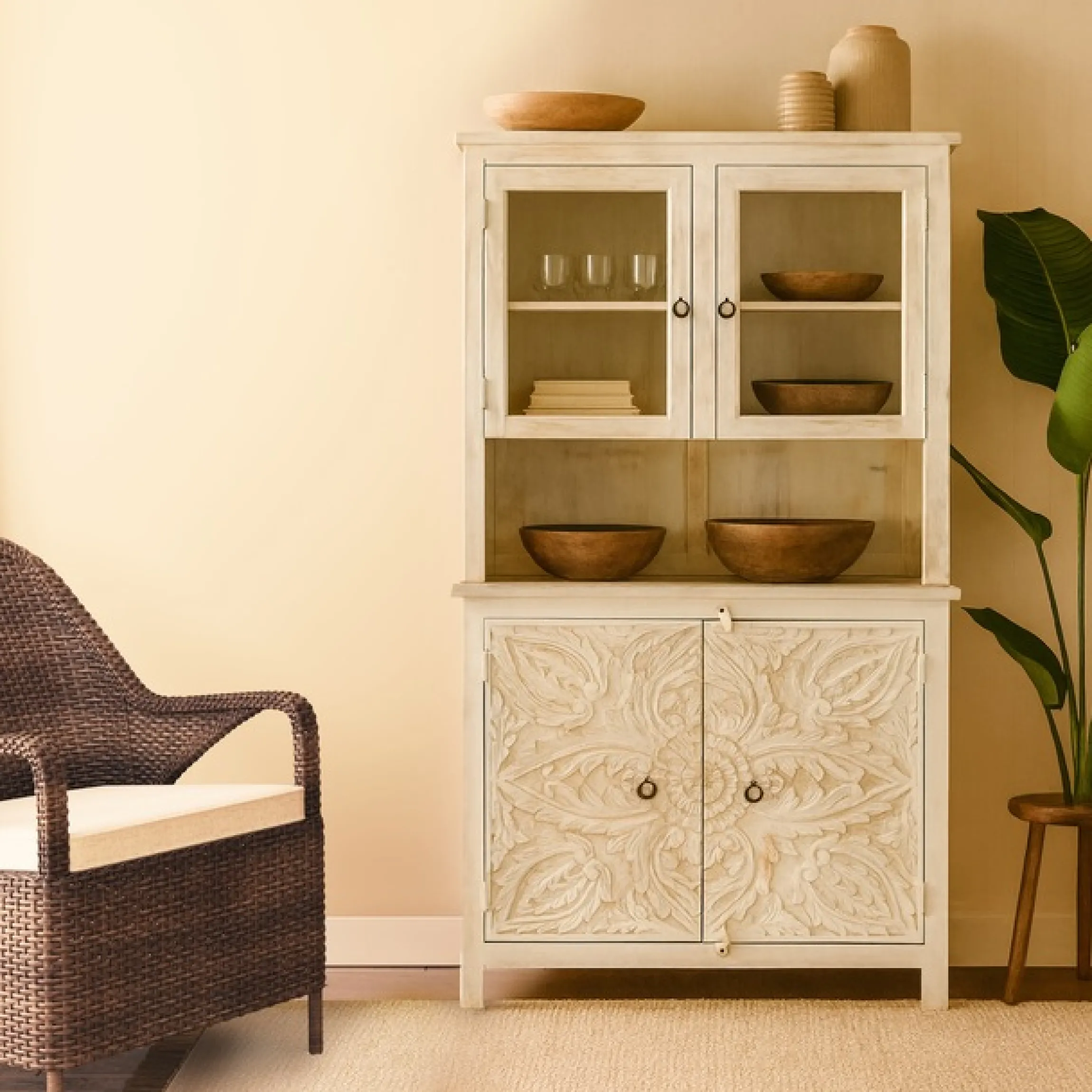 OTTO home Buffet »Prem« mit dekorative Fräsungen, handgefertigt, Unika-Möbel, Breite 107 cm