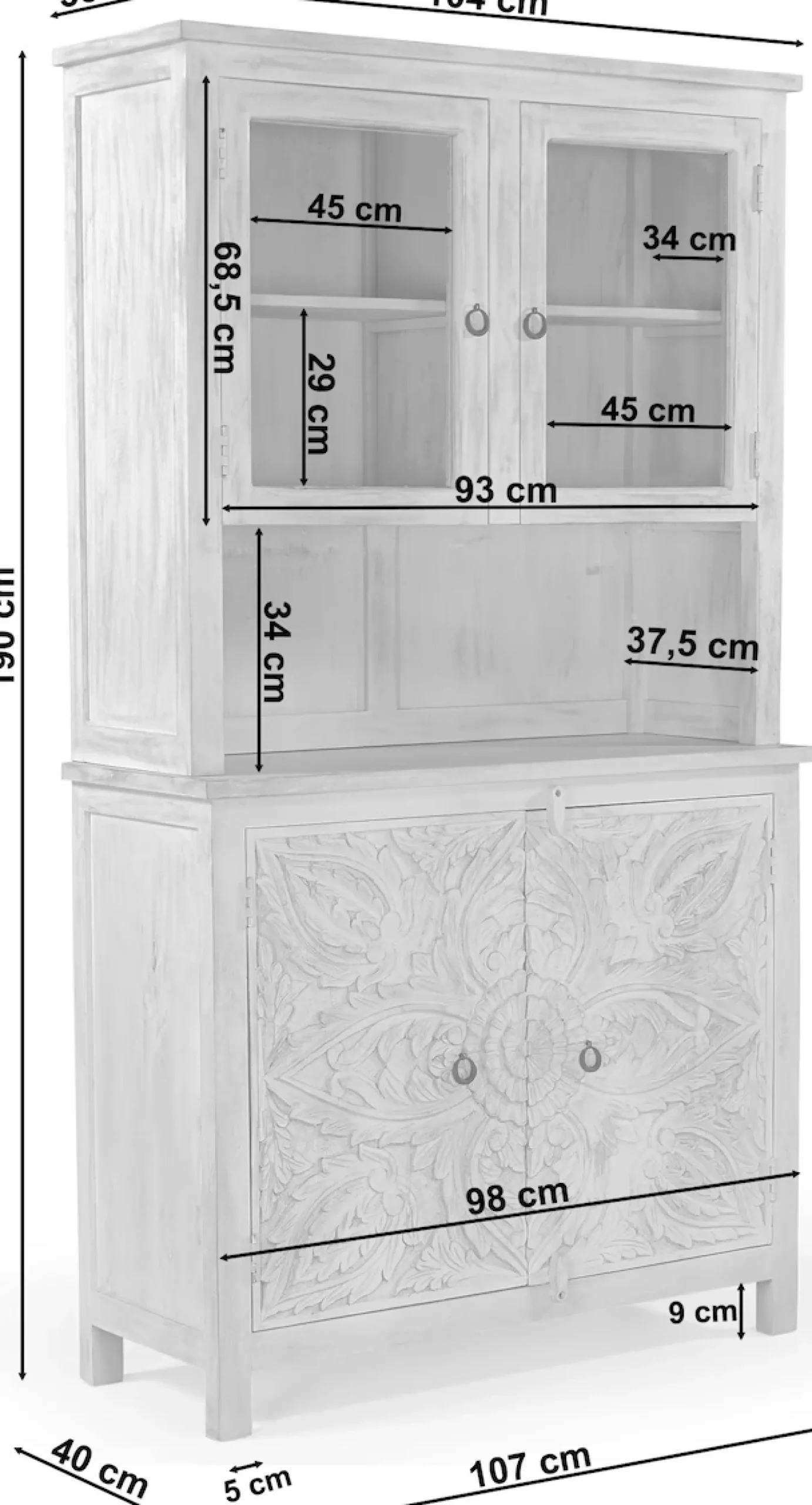 OTTO home Buffet »Prem« mit dekorative Fräsungen, handgefertigt, Unika-Möbel, Breite 107 cm
