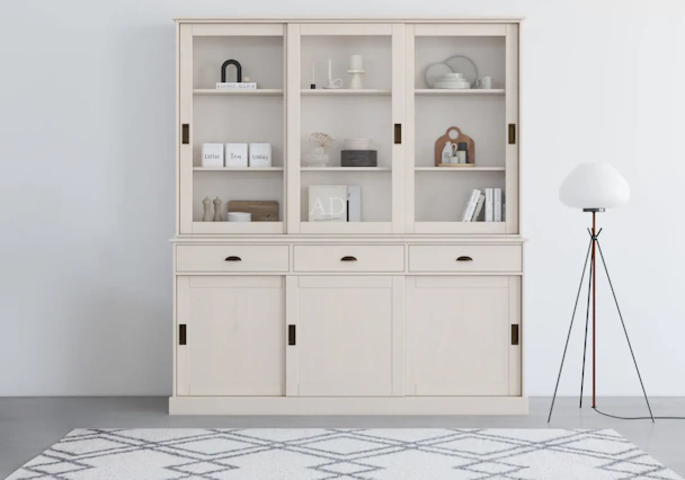 OTTO home Buffet »Schröder« mit 6 Schiebetüren, davon 3 mit Glaseinsatz,Br.170 cm, Kiefer massiv