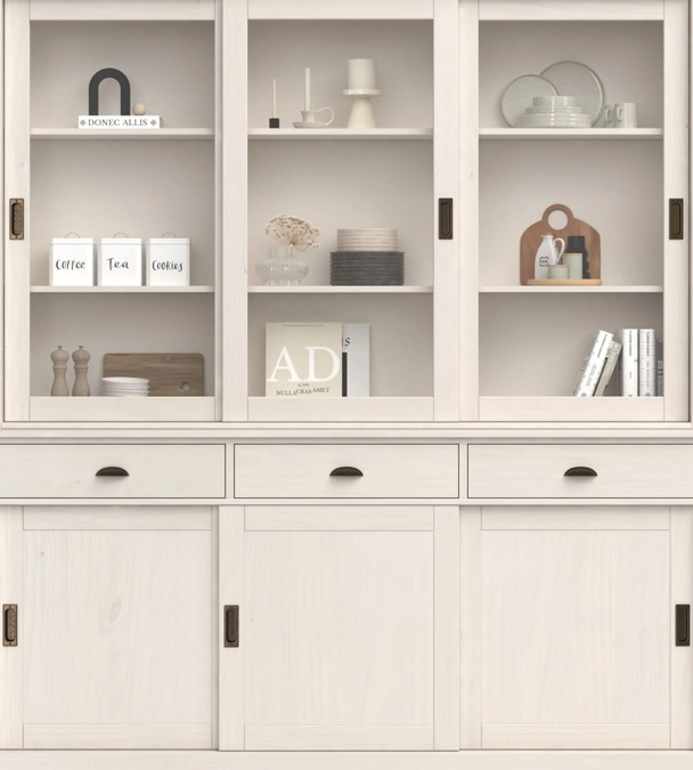 OTTO home Buffet »Schröder« mit 6 Schiebetüren, davon 3 mit Glaseinsatz,Br.170 cm, Kiefer massiv