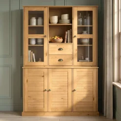 OTTO home Buffet »Turia« mit Glas- u. Lamellentüren, aus massivem Kiefernholz FSC®, Höhe 180 cm