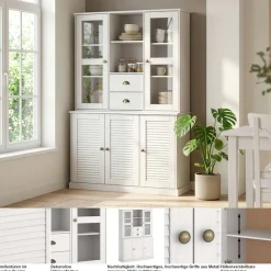 OTTO home Buffet »Turia« mit Glas- u. Lamellentüren, aus massivem Kiefernholz FSC®, Höhe 180 cm