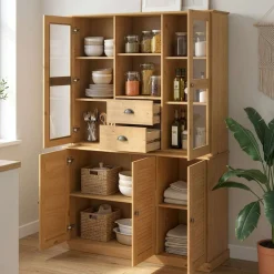 OTTO home Buffet »Turia« mit Glas- u. Lamellentüren, aus massivem Kiefernholz FSC®, Höhe 180 cm