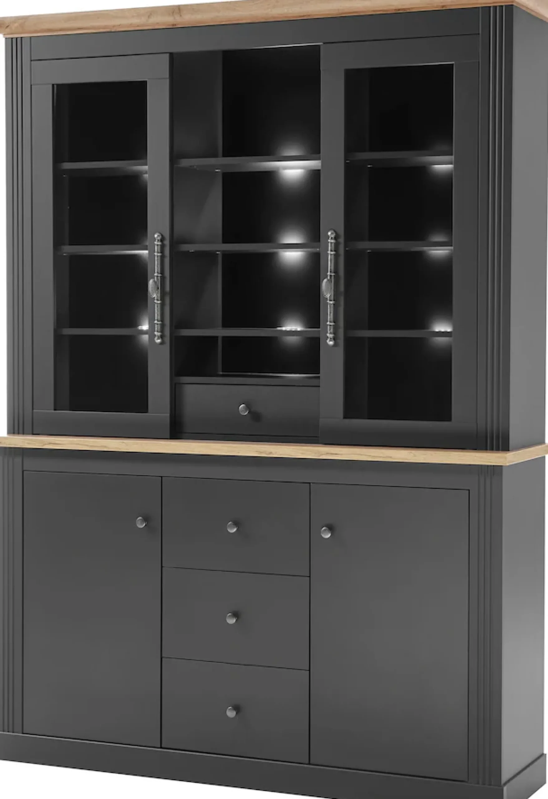 OTTO home Buffet »Westminster, Buffetschrank im Landhausstil, Schrank, Hochschrank« Metallgriffe, ausreichend Stauraum, in 2 Farben erhältlich