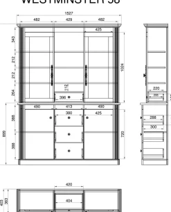 OTTO home Buffet »Westminster, Buffetschrank im Landhausstil, Schrank, Hochschrank« Metallgriffe, ausreichend Stauraum, in 2 Farben erhältlich