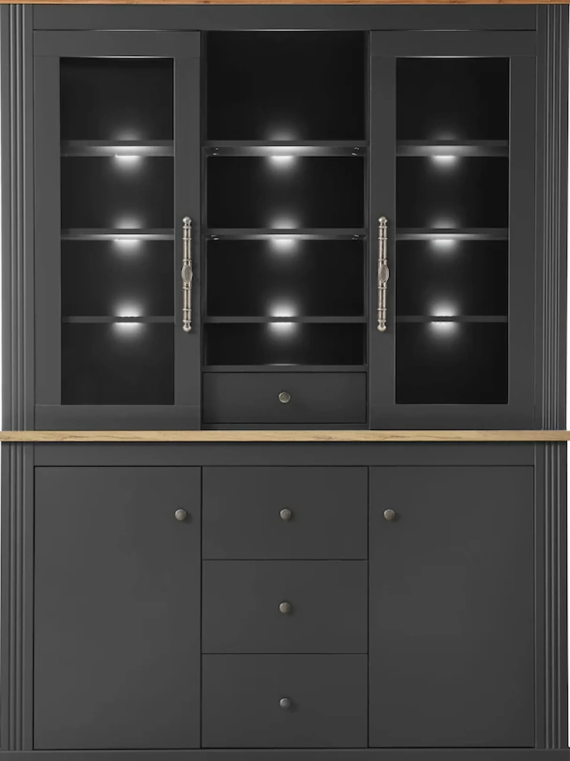 OTTO home Buffet »Westminster, Buffetschrank im Landhausstil, Schrank, Hochschrank« Metallgriffe, ausreichend Stauraum, in 2 Farben erhältlich