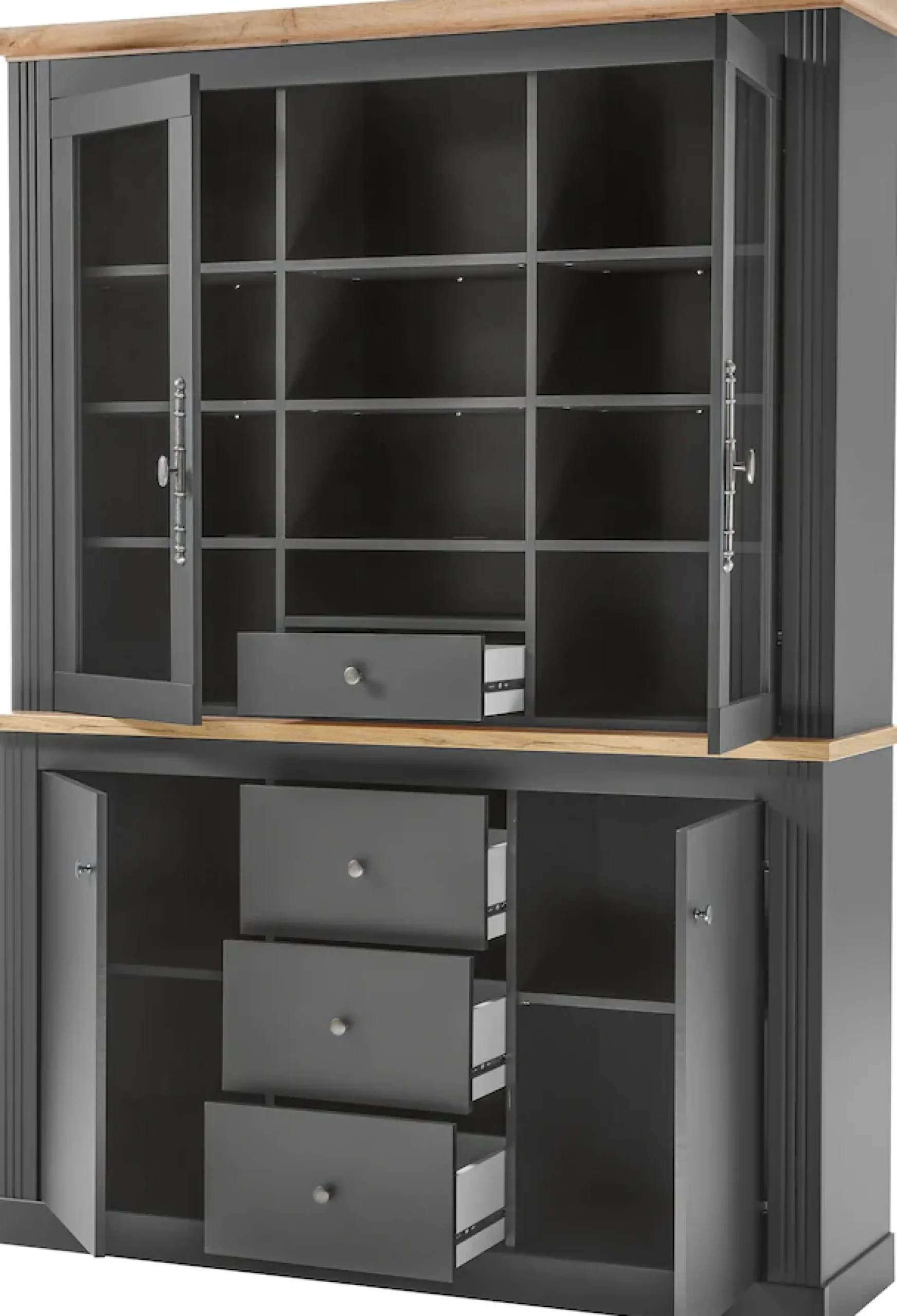 OTTO home Buffet »Westminster, Buffetschrank im Landhausstil, Schrank, Hochschrank« Metallgriffe, ausreichend Stauraum, in 2 Farben erhältlich