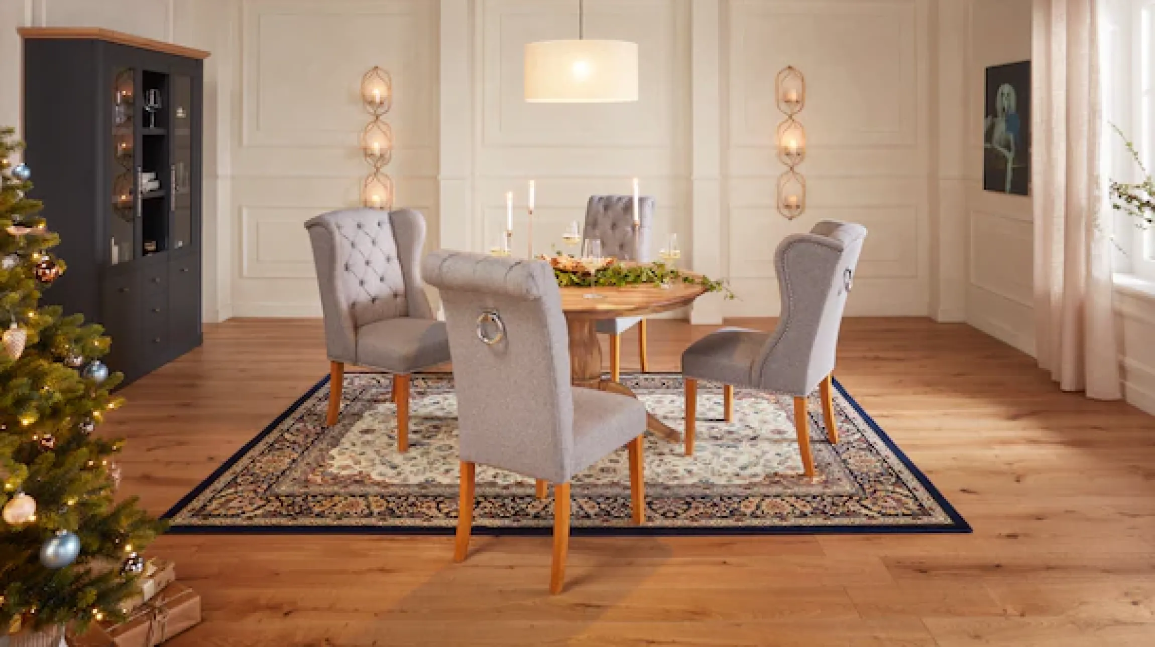 OTTO home Buffet »Westminster, Buffetschrank im Landhausstil, Schrank, Hochschrank« Metallgriffe, ausreichend Stauraum, in 2 Farben erhältlich