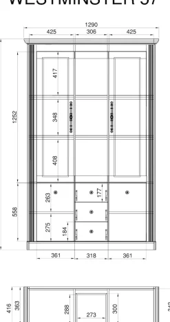 OTTO home Buffet »Westminster, Buffetschrank im Landhausstil, Schrank, Hochschrank« Metallgriffe, ausreichend Stauraum, in 2 Farben erhältlich