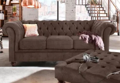 OTTO home Chesterfield-Sofa »Chesterfield 3-SitzerB/T/H: 198/89/74 cm« mit hochwertiger Knopfheftung , auch in Leder