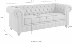 OTTO home Chesterfield-Sofa »Chesterfield 3-SitzerB/T/H: 198/89/74 cm« mit hochwertiger Knopfheftung , auch in Leder