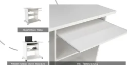 OTTO home Computertisch »LOKVE, Laptoptisch, Schreibtisch,« rollbar, Tastaturauszug, Towerfach, Druckerfach, Höhe 75 cm