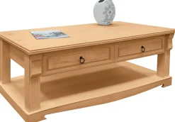 OTTO home Couchtisch »Anna« Gesamtmaße (B/T/H): ca. 120/65/43 cm,Kaffeetisch mit Schublade und Ablage, Massivholz, FSC®