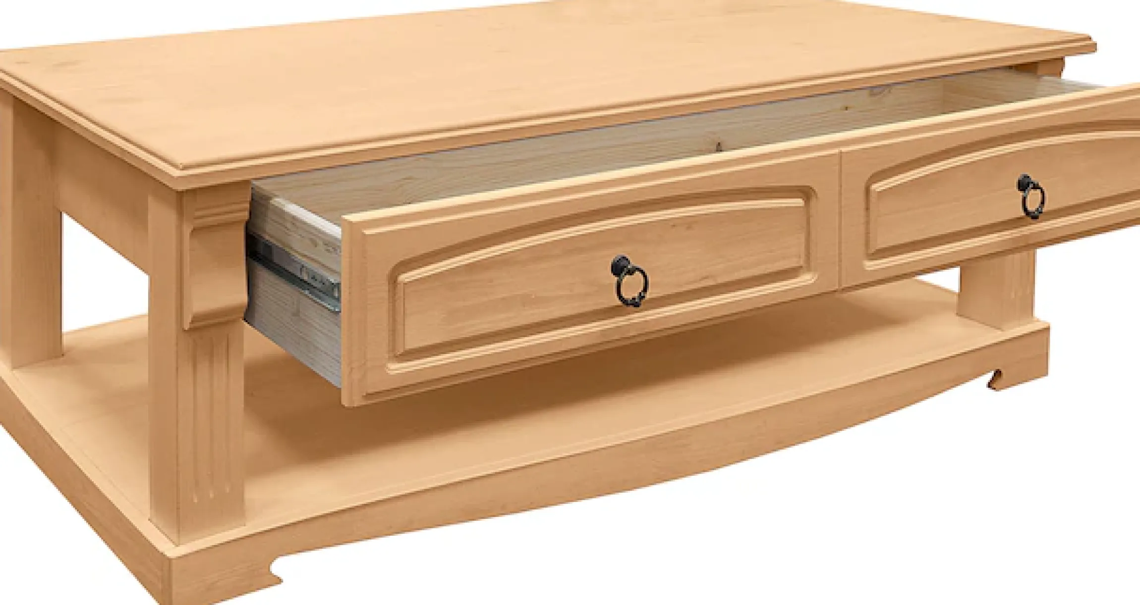 OTTO home Couchtisch »Anna« Gesamtmaße (B/T/H): ca. 120/65/43 cm,Kaffeetisch mit Schublade und Ablage, Massivholz, FSC®