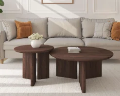 OTTO home Couchtisch »Cassian« 1 Stk. tlg. warme Walnussoptik, außergewöhnliches Kreuzgestell, Ø 80 cm