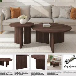 OTTO home Couchtisch »Cassian« 1 Stk. tlg. warme Walnussoptik, außergewöhnliches Kreuzgestell, Ø 80 cm