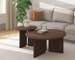 OTTO home Couchtisch »Cassian« 1 Stk. tlg. warme Walnussoptik, außergewöhnliches Kreuzgestell, Ø 80 cm
