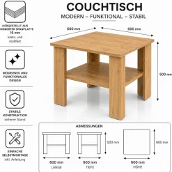 OTTO home Couchtisch »CT 2 Wohnzimmertisch, Sofatisch, Beistelltisch, Kaffeetisch« Mit Ablage, quadratisch/rechteckig, weiß Hochglanz oder Artisan-Dekor