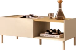 OTTO home Couchtisch »Dobbiaco 112x54 cm Korpus-Couchtisch, 2 Klappen, offenes Fach« Rechteckiger Wohnzimmertisch mit flexiblem Stauraum & Metallfüßen