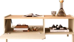 OTTO home Couchtisch »Dobbiaco 112x54 cm Korpus-Couchtisch, 2 Klappen, offenes Fach« Rechteckiger Wohnzimmertisch mit flexiblem Stauraum & Metallfüßen
