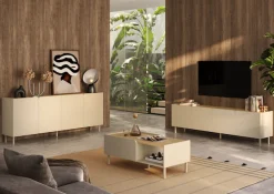 OTTO home Couchtisch »Dobbiaco 112x54 cm Korpus-Couchtisch, 2 Klappen, offenes Fach« Rechteckiger Wohnzimmertisch mit flexiblem Stauraum & Metallfüßen