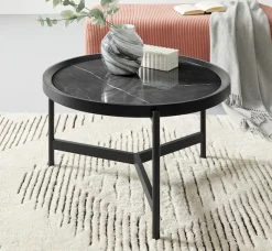 OTTO home Couchtisch »Sapphira« mit einer Keramiktischplatte, schwarzes Metallgestell, Breite 80 cm
