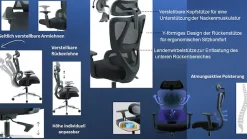 OTTO home Drehstuhl »Andora, moderner ergonomischer Schreibtischstuhl« () verstellbare Armlehne & Kopfstütze, Lendenwirbelstütze