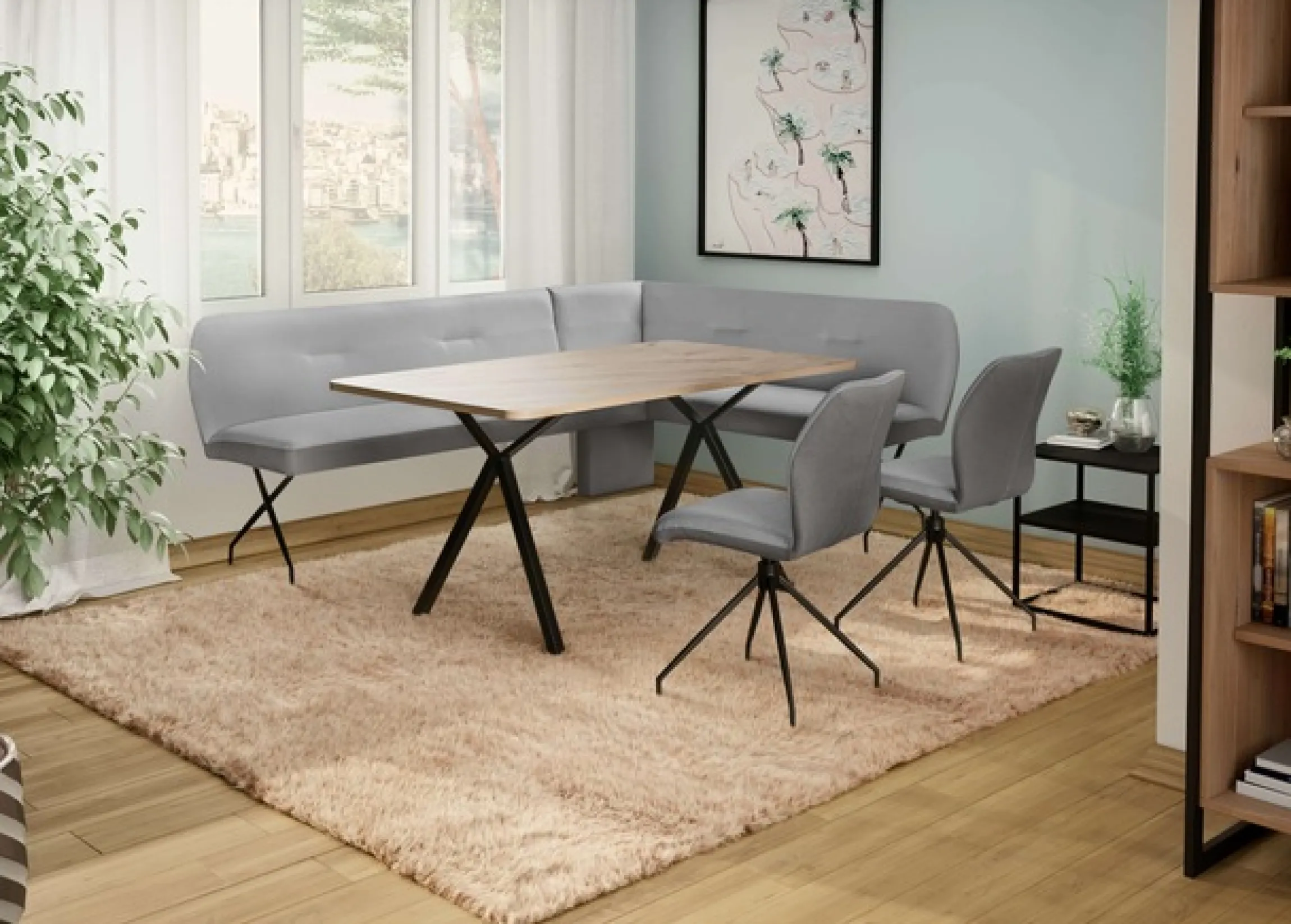 OTTO home Drehstuhl »Bruna Esszimmerstuhl,Polsterstuhl, Küchenstuhl, 4-Fußstuhl« () 360° drehbar, mit automatischer Rückstellung, 2-Stoff-Design