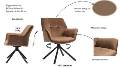 OTTO home Drehstuhl »Lika« () 2er Set, 360 Grad Drehfunktion, Samtpolsterung