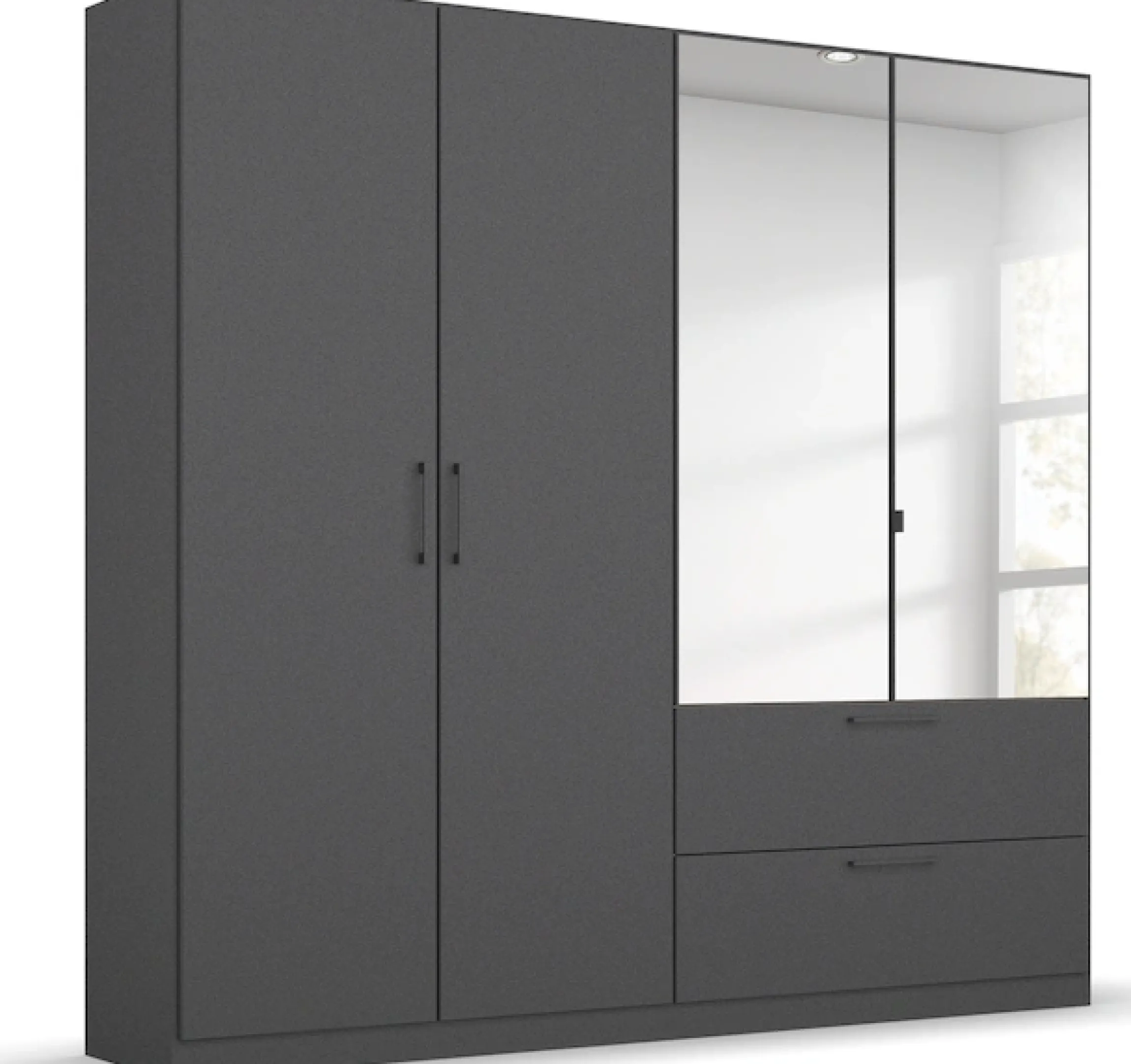 OTTO home Drehtürenschrank »Kleiderschrank Schrank Garderobe Wäscheschrank CHALLENGER« Breiten 181/226 cm, Höhen 197/210 cm,mit Spiegeltüren und geräumigen Schubladen MADE IN GERMANY
