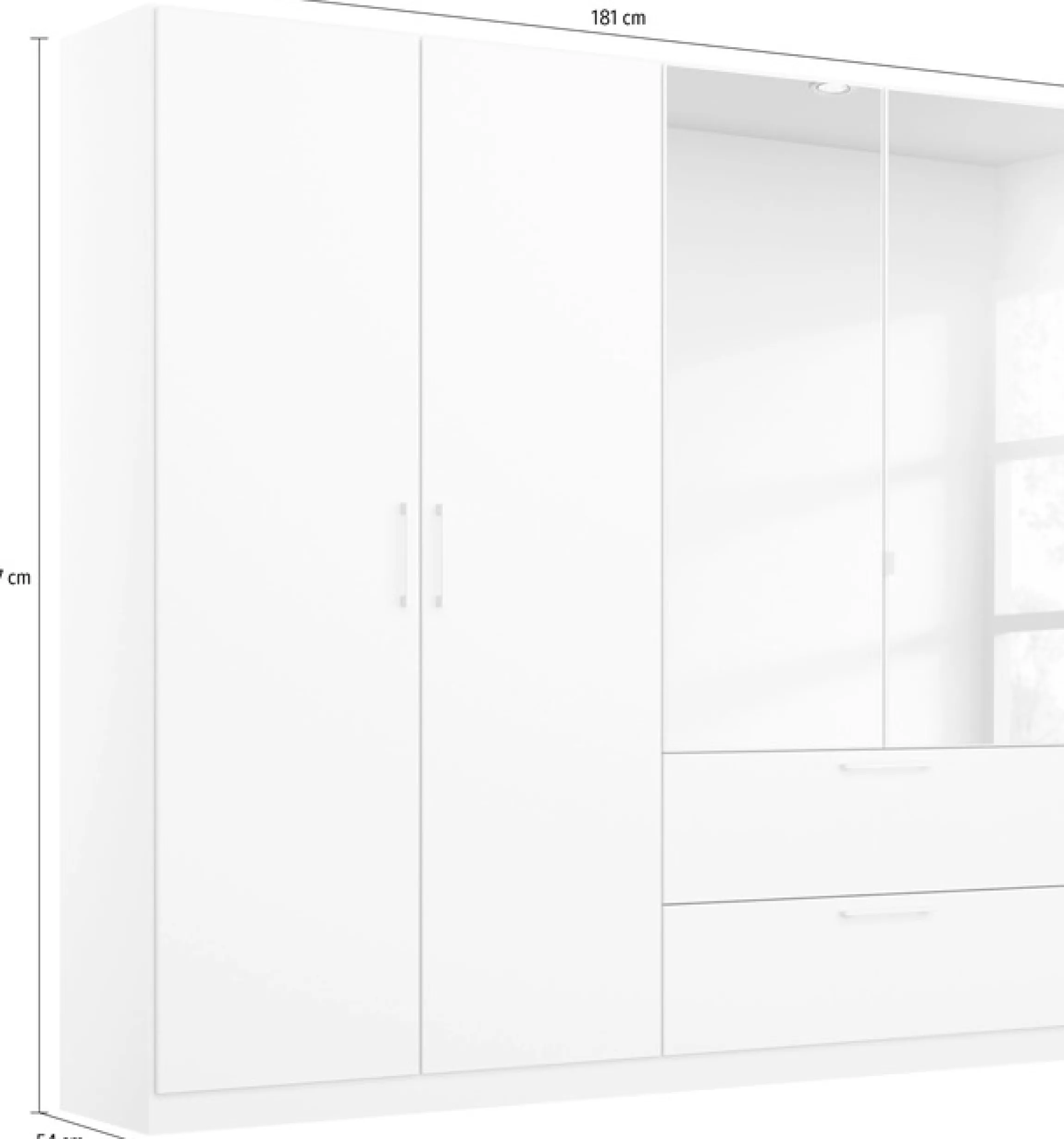 OTTO home Drehtürenschrank »Kleiderschrank Schrank Garderobe Wäscheschrank CHALLENGER« Breiten 181/226 cm, Höhen 197/210 cm,mit Spiegeltüren und geräumigen Schubladen MADE IN GERMANY