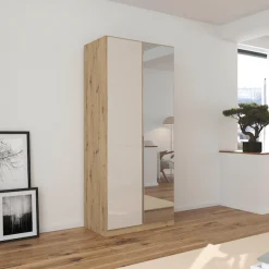 OTTO home Drehtürenschrank »Kleiderschrank Kleiderschränke Schrank Garderobe AGORDO mit Glasfront« in zwei Griff-Farben, Breiten 91-405 cm,durchdachte Innenausstattung, in 8 Breiten und 2 Höhen MADE IN GERMANY